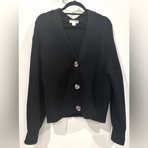 H&M cotton blend button down cardigan Black S